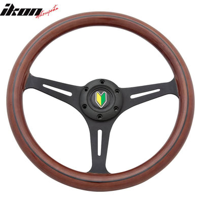 Wood Grain 6-Bolt Wooden Steering Wheel 350MM Trim Horn Button