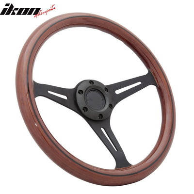 Wood Grain 6-Bolt Wooden Steering Wheel 350MM Trim Horn Button