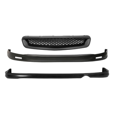 Fits 96-98 Civic 2Dr/Mugen Front Rear Bumper Lip + TR Front Grille