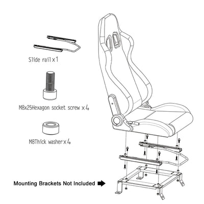 Universal Brown Racing Seat with Dual Slider 5 Point Cam-lock Belt PU