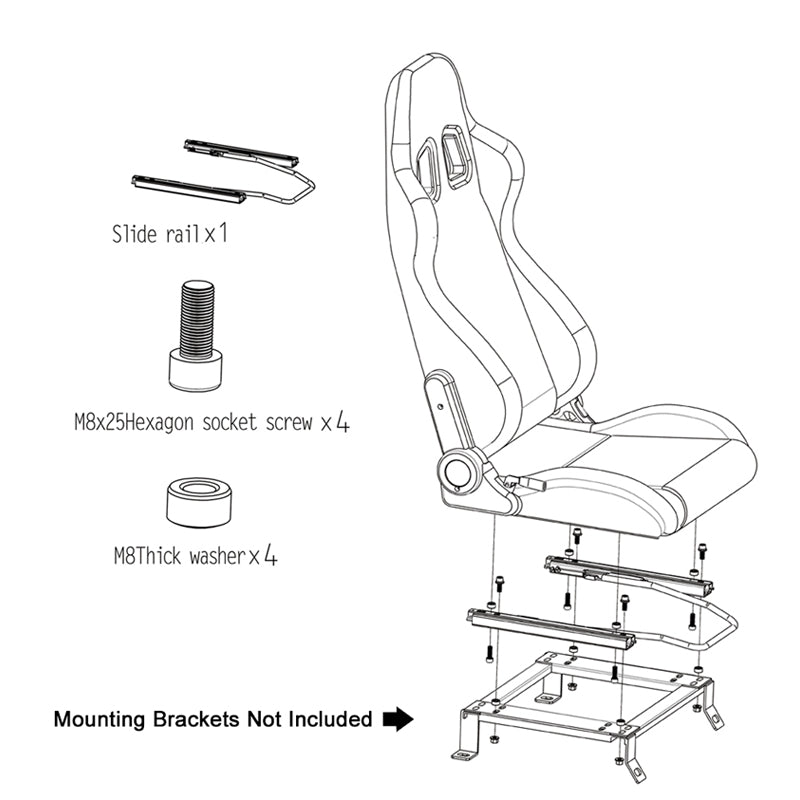 Universal Brown Racing Seat with Dual Slider 5 Point Cam-lock Belt PU