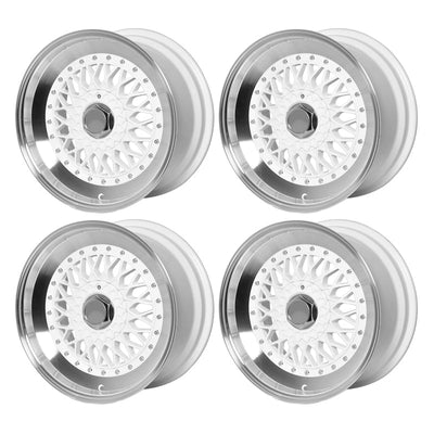 (4) 17X8.5 +25 5X100 / 5X114.3 Step Lip Deep Dish Mesh Wheels Rims