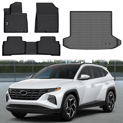 2022-2024 Hyundai Tucson Hybrid 3D Black Floor Mats + Trunk Mat TPE