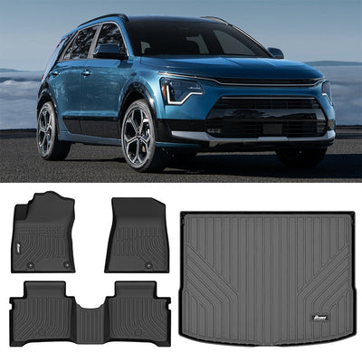 2023-2024 Kia Niro All Weather 3D Floor Mats Carpets TPE + Trunk Mat