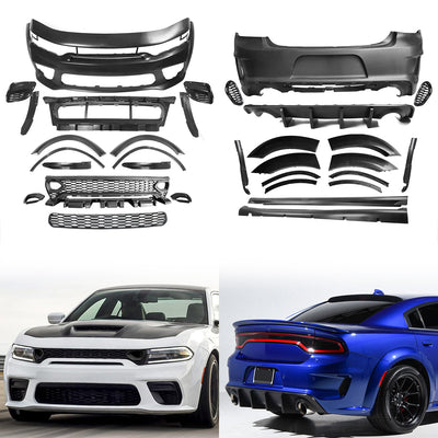 2015-2023 Dodge Charger IKON Matte Black Front Rear Bumper Covers PP
