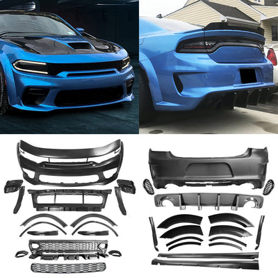2015-2023 Dodge Charger Widebody Rear Bumper Covers W/ SRT Grilles ABS
