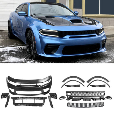 2015-2023 Dodge Charger IKON Gloss Black Front Rear Bumper Covers PP