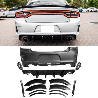 2015-2023 Dodge Charger IKON Gloss Black Front Rear Bumper Covers PP