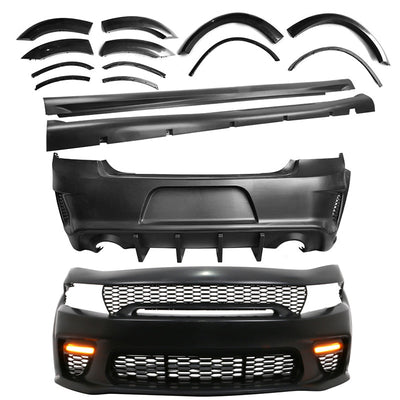 2015-2023 Dodge Charger IKON Matte Black Rear Bumper Cover Diffuer PP