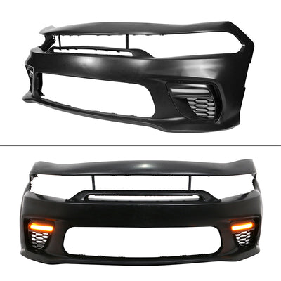 2015-2023 Dodge Charger Widebody LED Bumper Cover Matte Black Lip PP