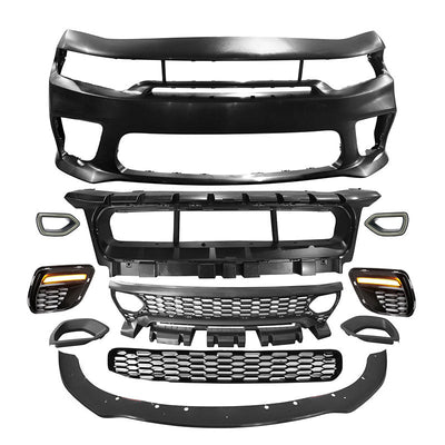 2015-2023 Dodge Charger Widebody LED Bumper Cover Matte Black Lip PP