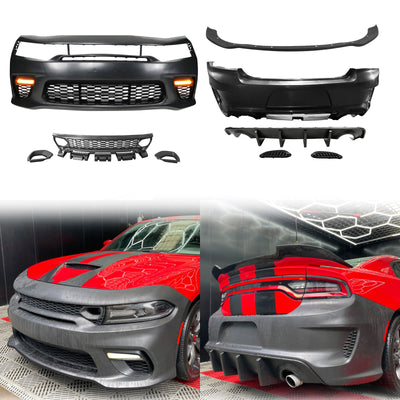 2015-2023 Dodge Charger Widebody SRT LED Front Bumper Matte Black Lip