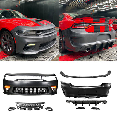 2015-2023 Dodge Charger Widebody SRT LED Front Bumper Matte Black Lip