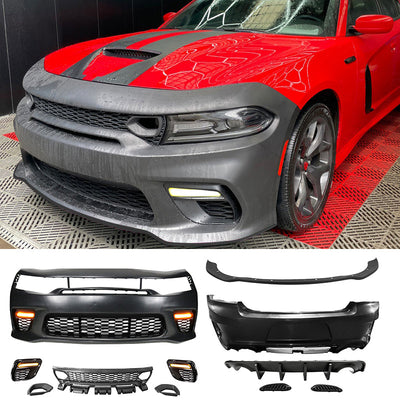 2015-2023 Dodge Charger Widebody SRT LED Front Bumper Matte Black Lip