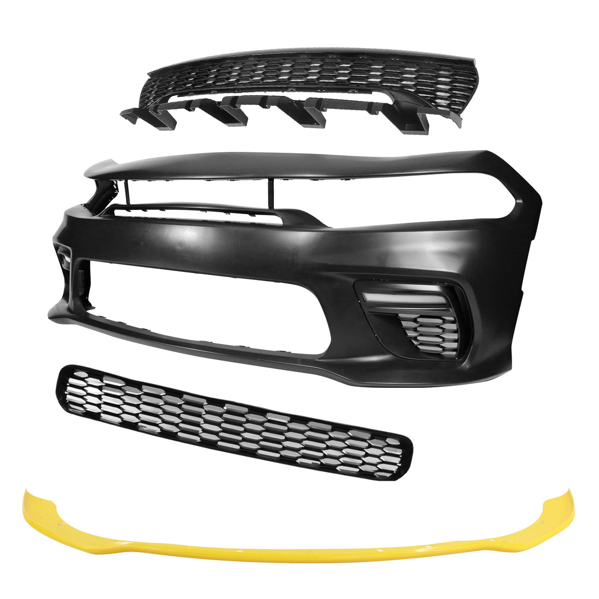 2015-2023 Dodge Charger Widebody SRT Front Bumper Yellow Lip PP LED