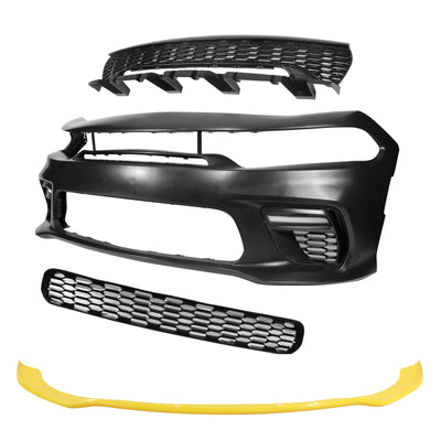 2015-2023 Dodge Charger Widebody SRT Front Bumper Yellow Lip PP LED
