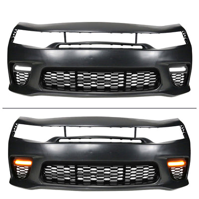 2015-2023 Dodge Charger Widebody SRT Front Bumper Yellow Lip PP LED