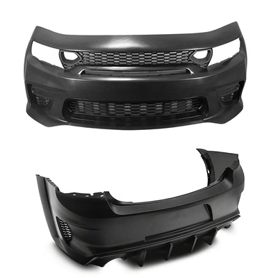 2015-2023 Charger IKON Matte Black Front Rear Bumper Covers LED PP