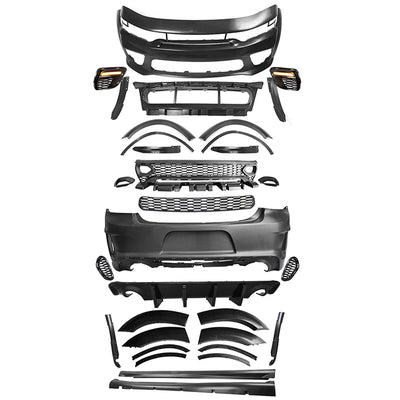 2015-2023 Charger IKON Gloss Black Front Rear Bumper Covers LED PP
