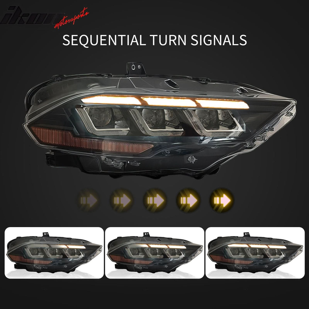 2018-2023 Ford Mustang Dark Horse Bumper Cover Switchback Headlight PP