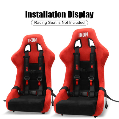 Universal 4 Point Racing Seat Belt Harness 2" Strap Buckle Black