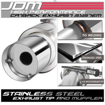 92-95 Honda Civic 3-Door Single Tip Catback Exhaust - Stainless Steel