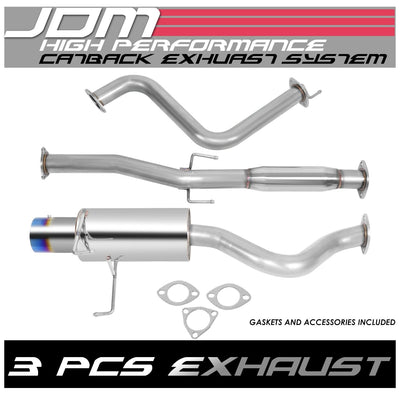 1993-1997 Honda Del Sol Catback Exhaust Single Burnt Tip Stainless Steel