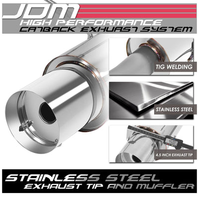 95-98 Nissan 240SX Single Tip Catback Exhaust - Stainless Steel