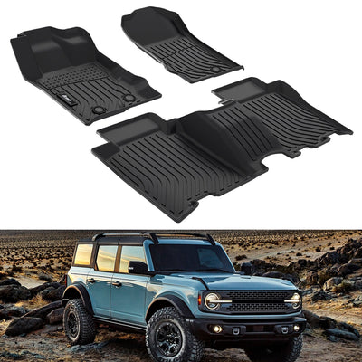 2021-2025 Ford Bronco 4DR Floor Mats All Weather TPE 3D Carpets 3PC