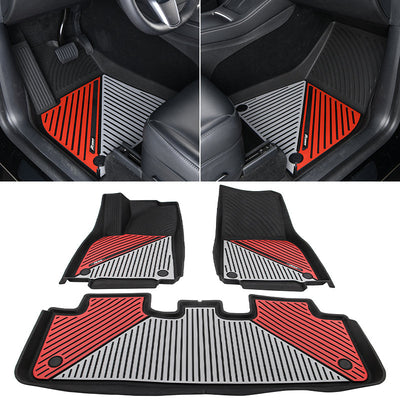 2020-2024 Tesla Model Y 3D Floor Mats Black& Gray& Red TPE Injection