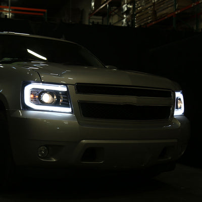 Spec-D 07-14 Chevy Avalanche Tahoe Headlights LED Bar Black