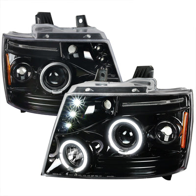 Spec-D 07-13 Avalanche/Tahoe Halo Projector Headlights Black/Clear