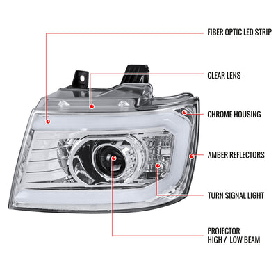Spec-D 07-13 Chevy Avalanche Tahoe Projector Headlights Chrome