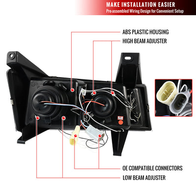 Spec-D 04-12 Chevy Colorado Dual Halo Headlights Black