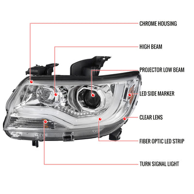 Spec-D 15-22 Chevy Colorado Headlights LED Bar Projector Chrome