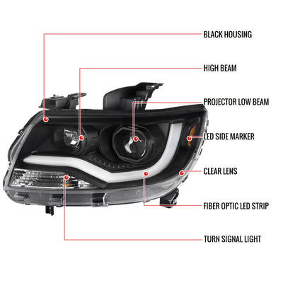 Spec-D 15-22 Chevy Colorado Headlights LED Bar Projector Black