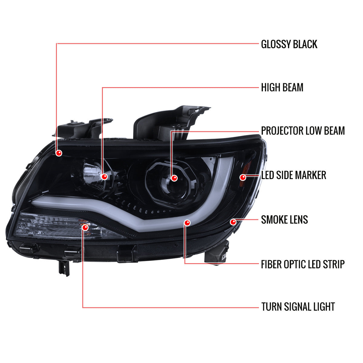 Spec-D 15-22 Chevy Colorado Headlights LED Bar Projector Smoked