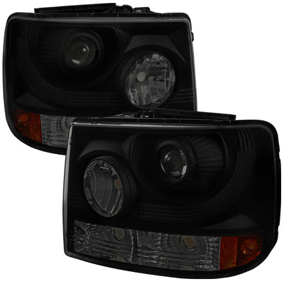 Spec-D 99-02 Chevy Silverado Projector Headlights Smoked Black