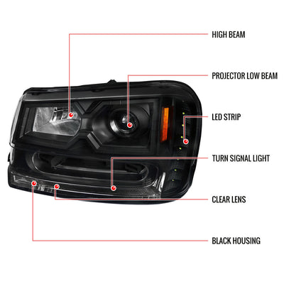 Spec-D 02-09 Chevy Trailblazer Headlights Projector V2 Black