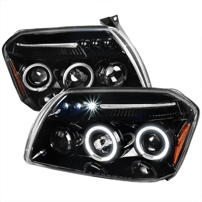 Spec-D 05-07 Dodge Magnum Headlights Dual Halo Projector Jet Black