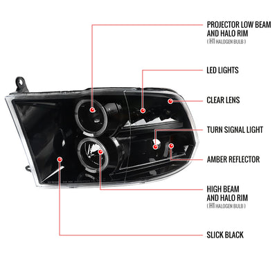 Spec-D 09-18 Dodge Ram 1500 2500 3500 SEQ LED Headlights Black