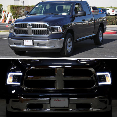Spec-D 09-21 Dodge Ram 1500 2500 3500 LED C-Bar Headlights Black