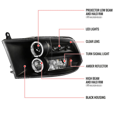 Spec-D 09-18 Dodge Ram 1500 2500 3500 Projector Headlights SEQ Chrome