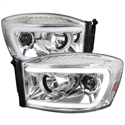 Spec-D 06-08 Dodge Ram LED C-Bar Headlights Chrome