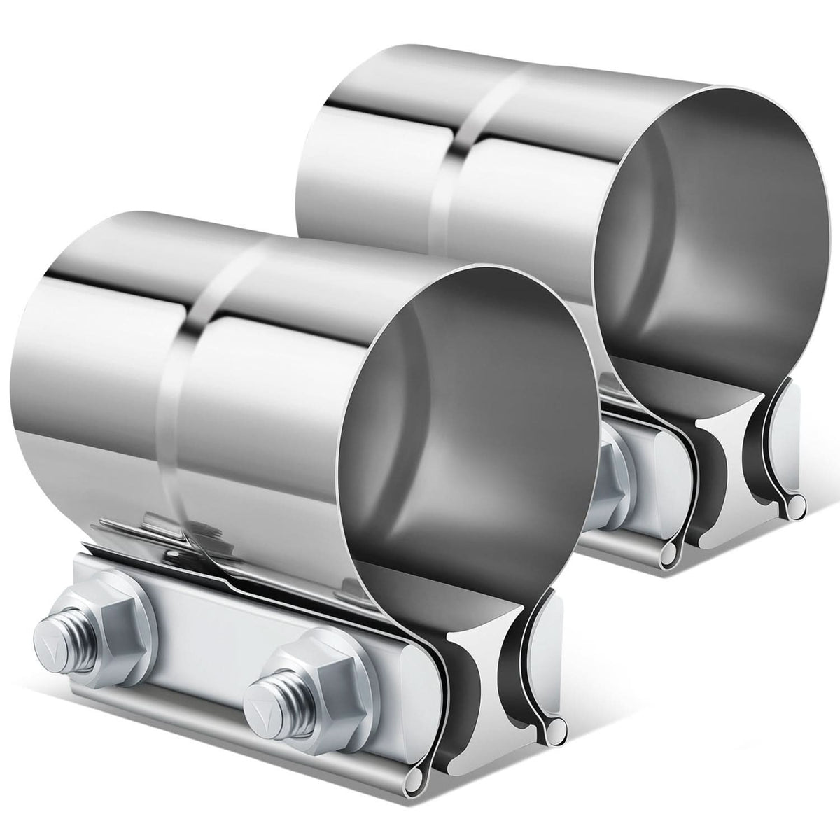 2.25" Lap Joint Exhaust Band Clamp 2-Piece Kit Stainless Steel