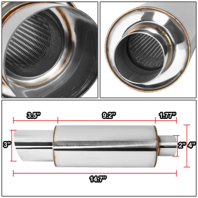 Universal 3.0" Tip Performance Exhaust Muffler 14.7" Length