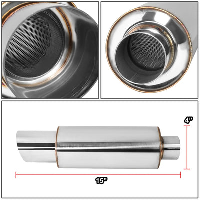 3.0" Tip 2.25" Inlet Straight Cut Polished Muffler 14.7" Total Length