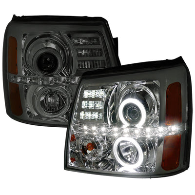 Spec-D 02-06 Escalade Halo Projector Headlights Chrome/Smoked