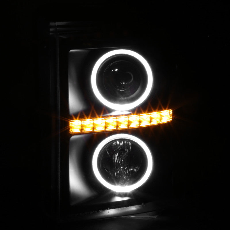 Spec-D 11-16 Ford F-250/F-350/F-450/F-550 Headlights Halo Matte Black