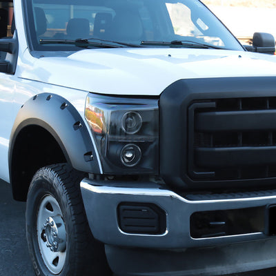 Spec-D 11-16 Ford F-250/F-350/F-450/F-550 Headlights Halo Matte Black